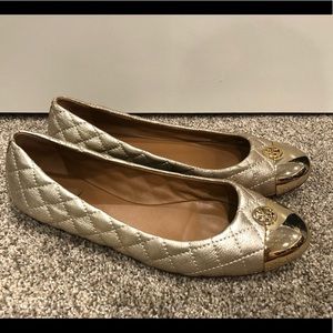 Gold metallic Tory Burch flats